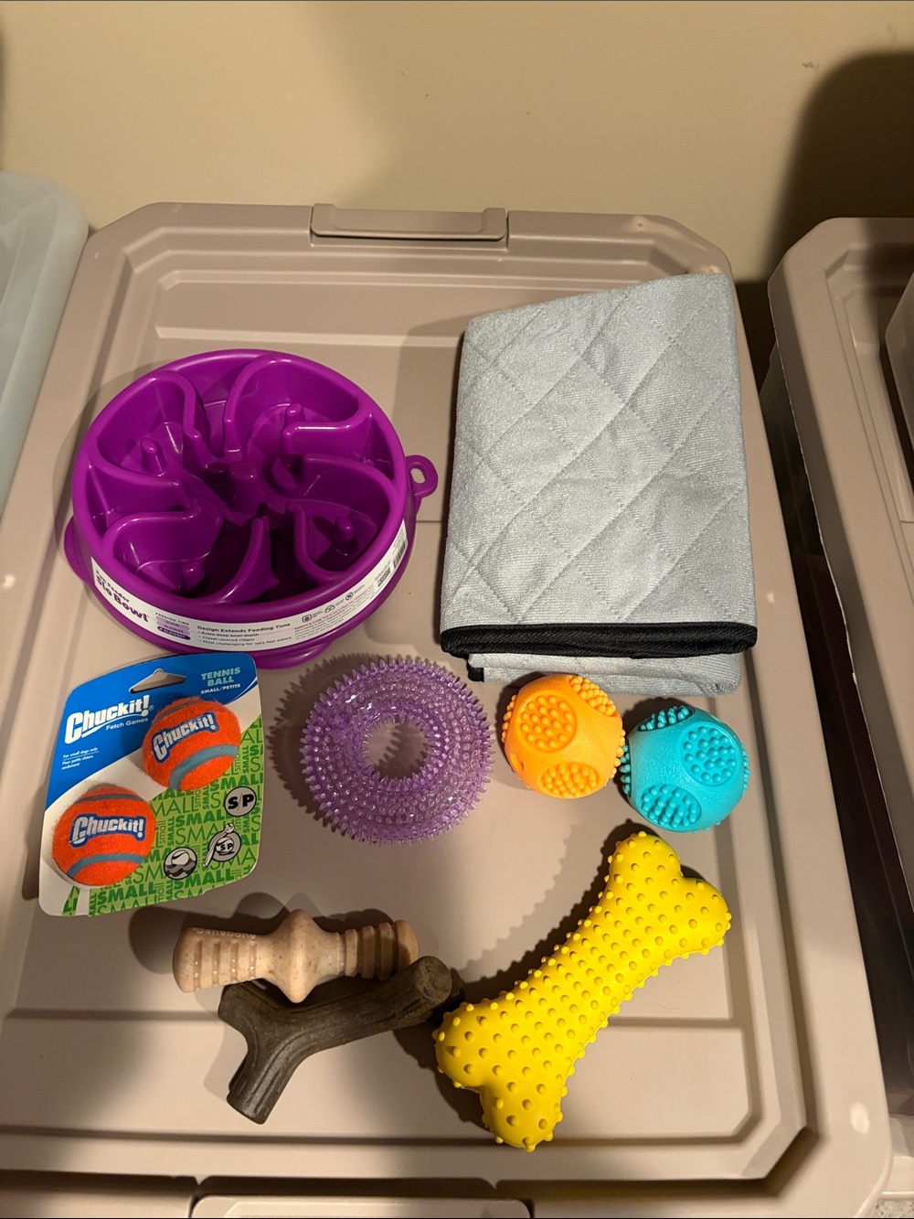 2 Washable Puppy Pads, Slow Feeder, New Chuckit! & Dog Toy Bundle